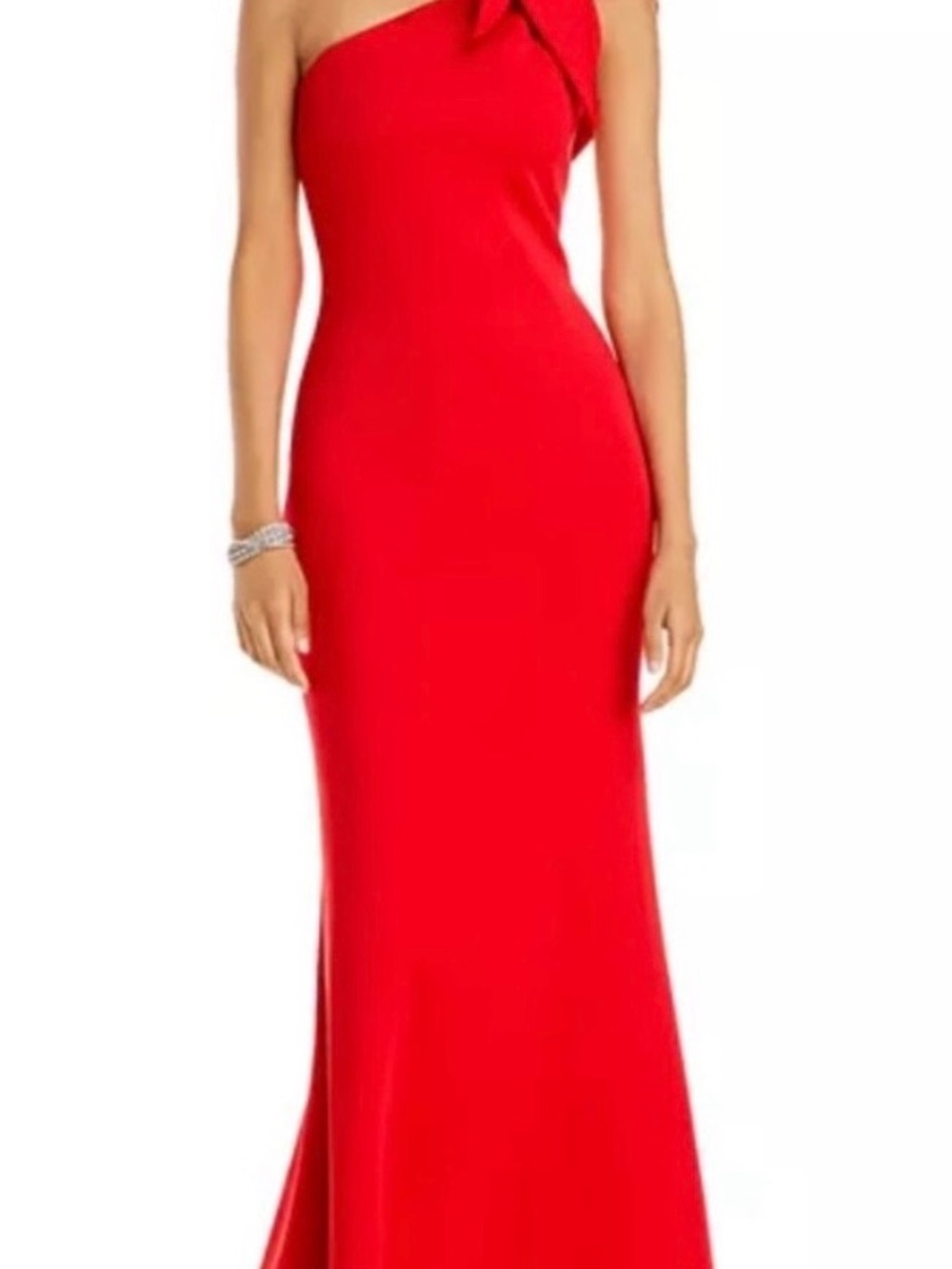 Aqua Elegant One-Shoulder Red Evening Gown